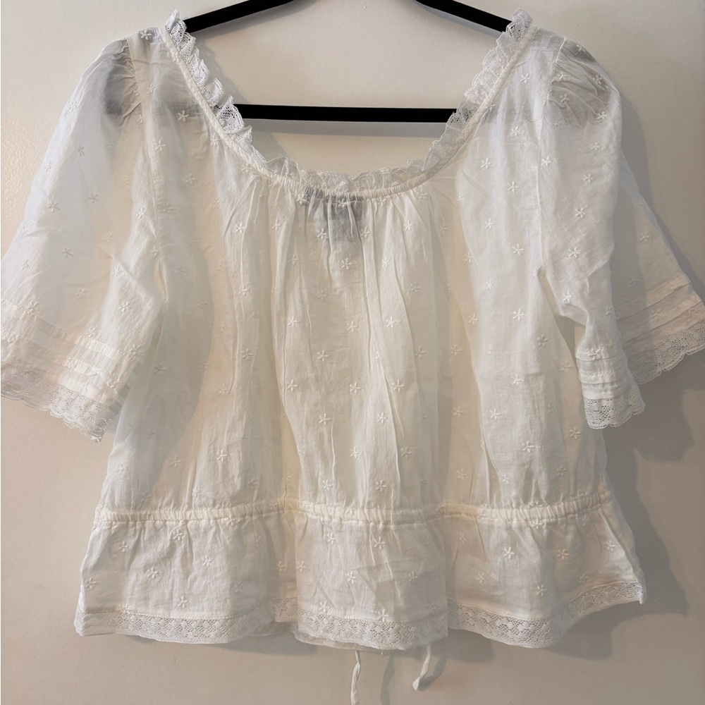 Gap White Lace Trim Peplum Top - Picture 5 of 8